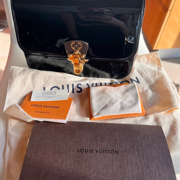 Louis Vuitton Glossy Black Satchel with Gold Hardware - Picture 15 of 16